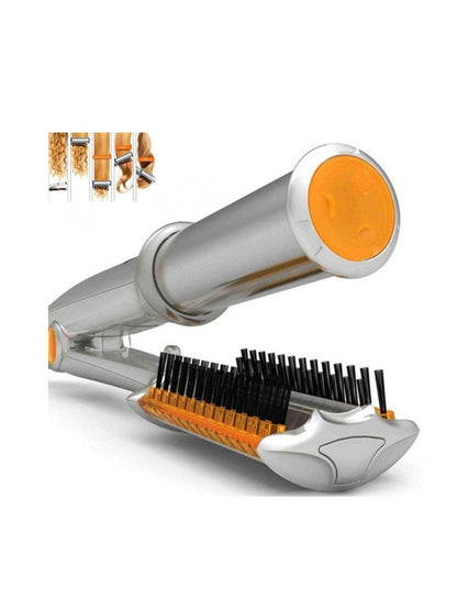 Silver automatic curling iron by Trendsi with European plug, showcasing its sleek design and curling barrel