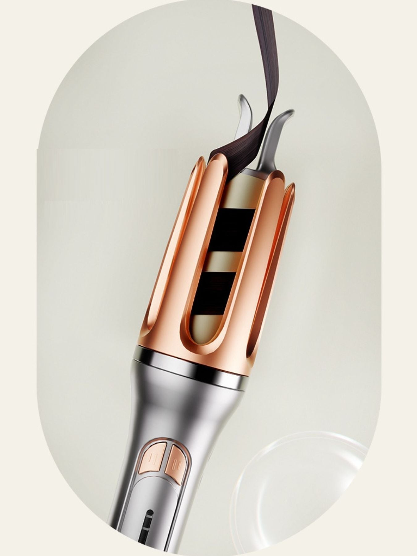 Silver automatic hair curling iron by Trendsi with European plug, showcasing its sleek design and curling barrel.