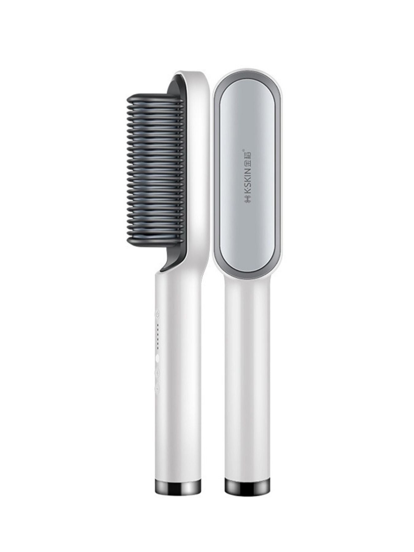 Silver heated hair straightening comb from Trendsi with European plug, designed for quick and easy hair styling.