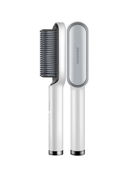 Silver heated hair straightening comb from Trendsi with European plug, designed for quick and easy hair styling.