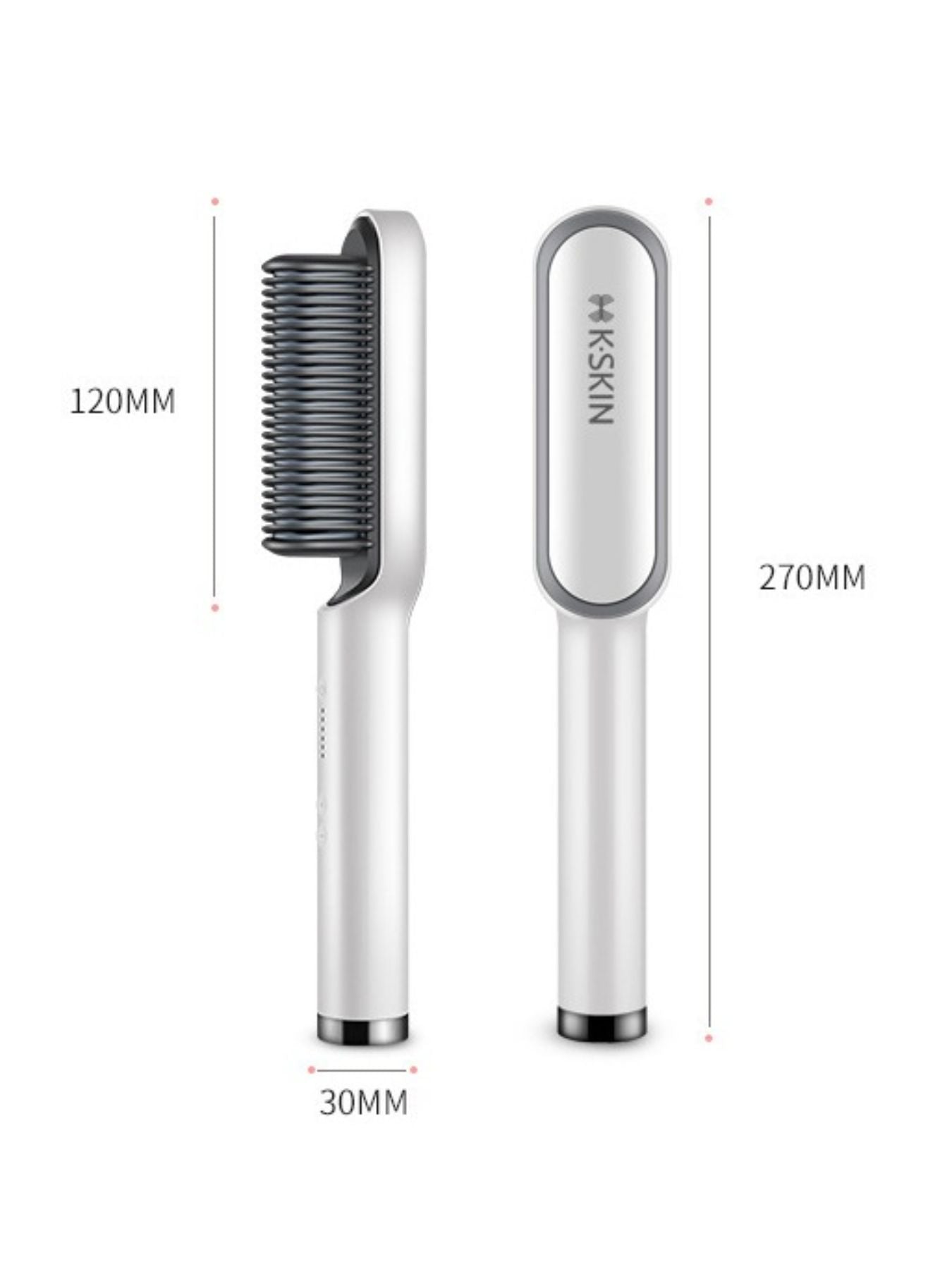 Silver heated hair straightening comb by Trendsi with European plug, designed for smooth, straight hair styling.