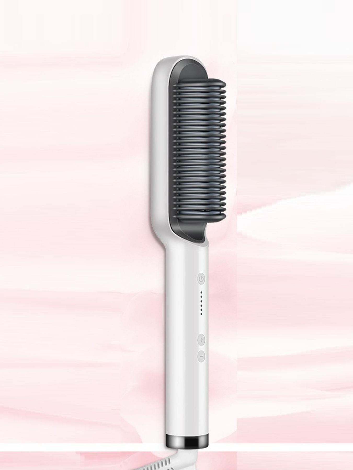 Silver Trendsi heated hair straightening comb with European plug, designed for easy styling and hair straightening.