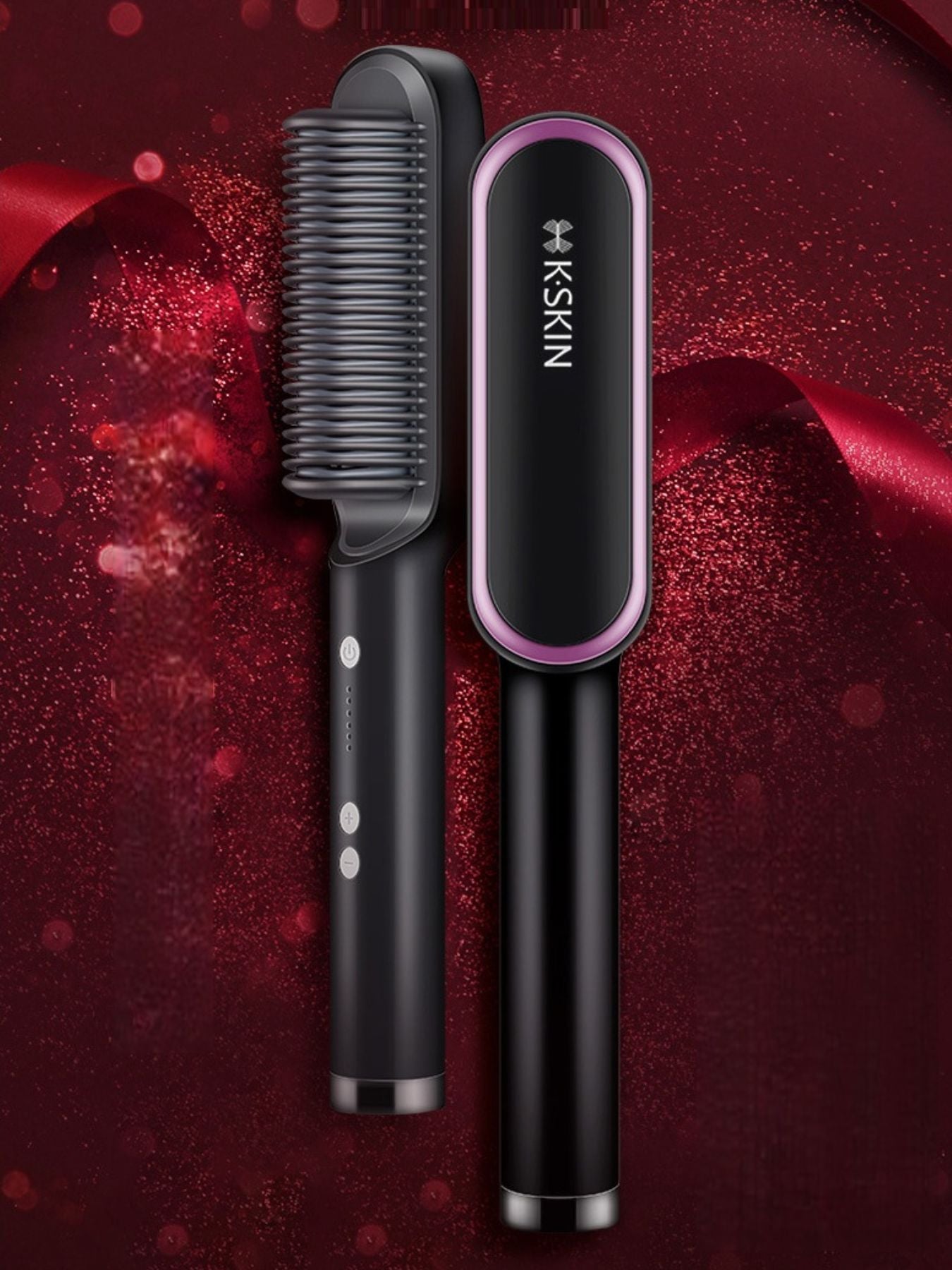 Silver heated hair straightening comb by Trendsi with European plug, designed for smooth styling and hair straightening.