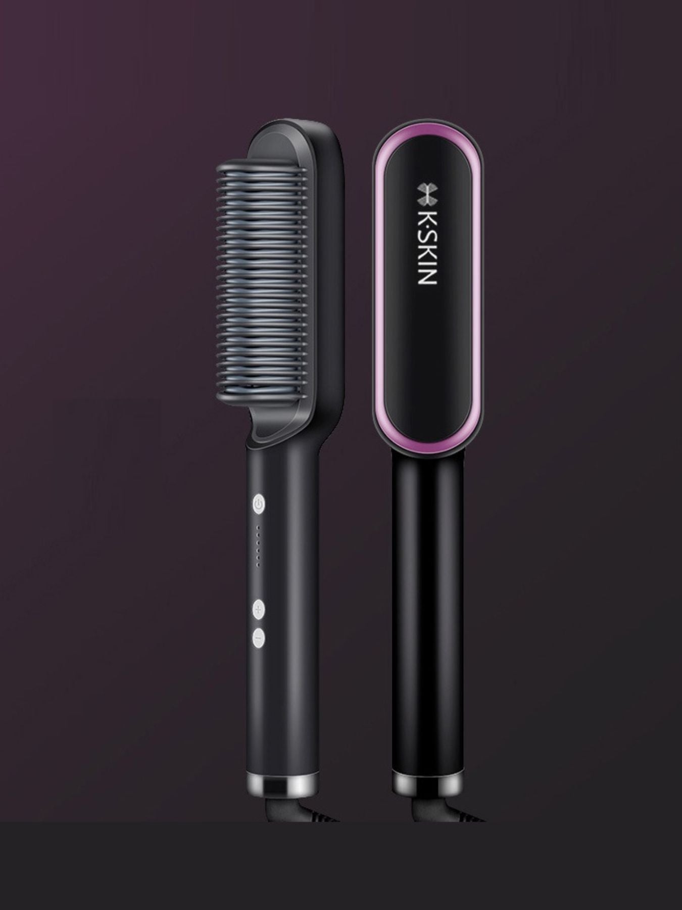 Silver Trendsi heated hair straightening comb with European plug for easy styling and sleek, straight hair.