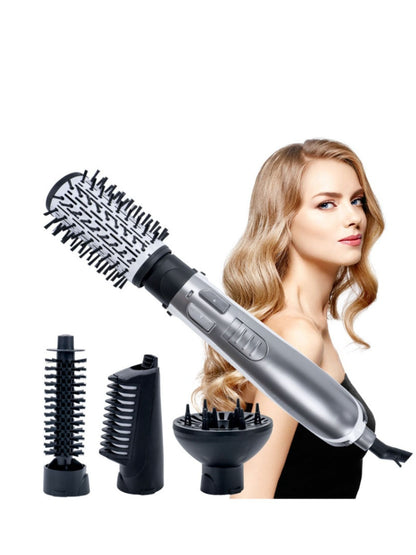 Silver lightweight hot air brush by Trendsi with European plug for easy styling and volumizing hair.