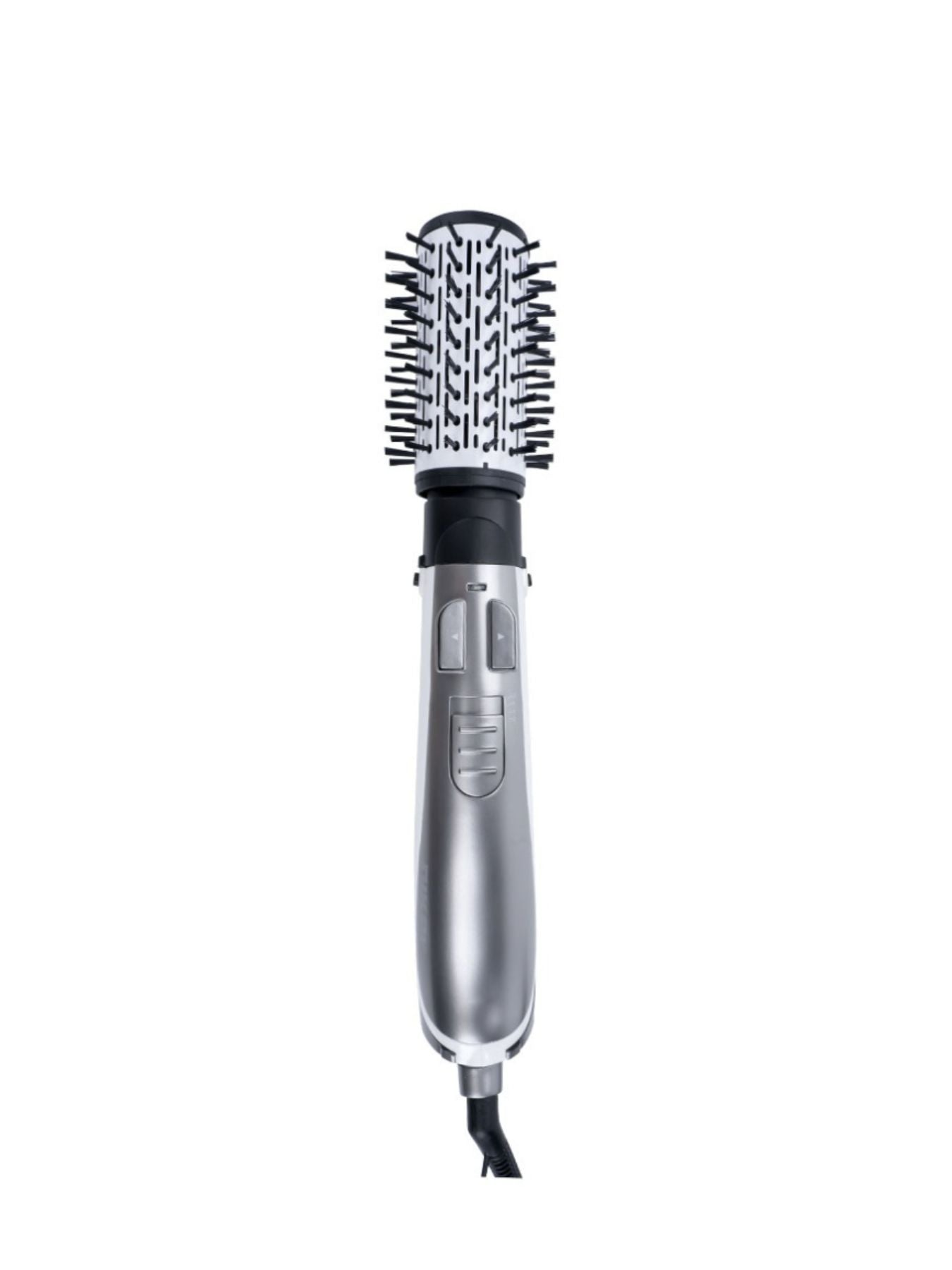 Silver lightweight hot air brush by Trendsi with European plug, designed for easy styling and smooth, voluminous hair.