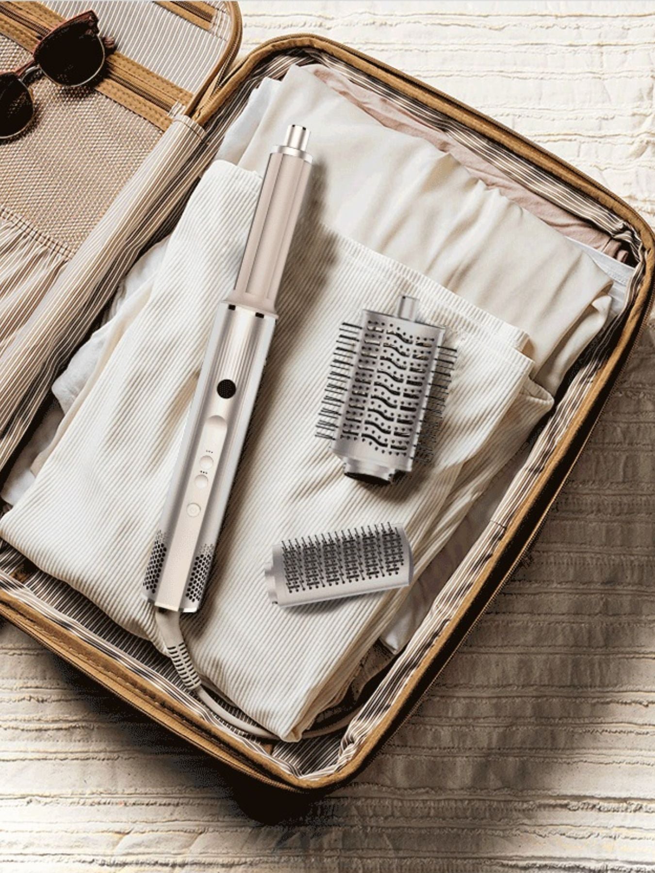 Silver Trendsi household hair dryer with temperature control and European plug, designed for quick, safe hair drying.