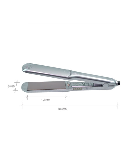 Silver Trendsi adjustable temperature hair straightener with North American plug, featuring ergonomic design for sleek, straight hair.