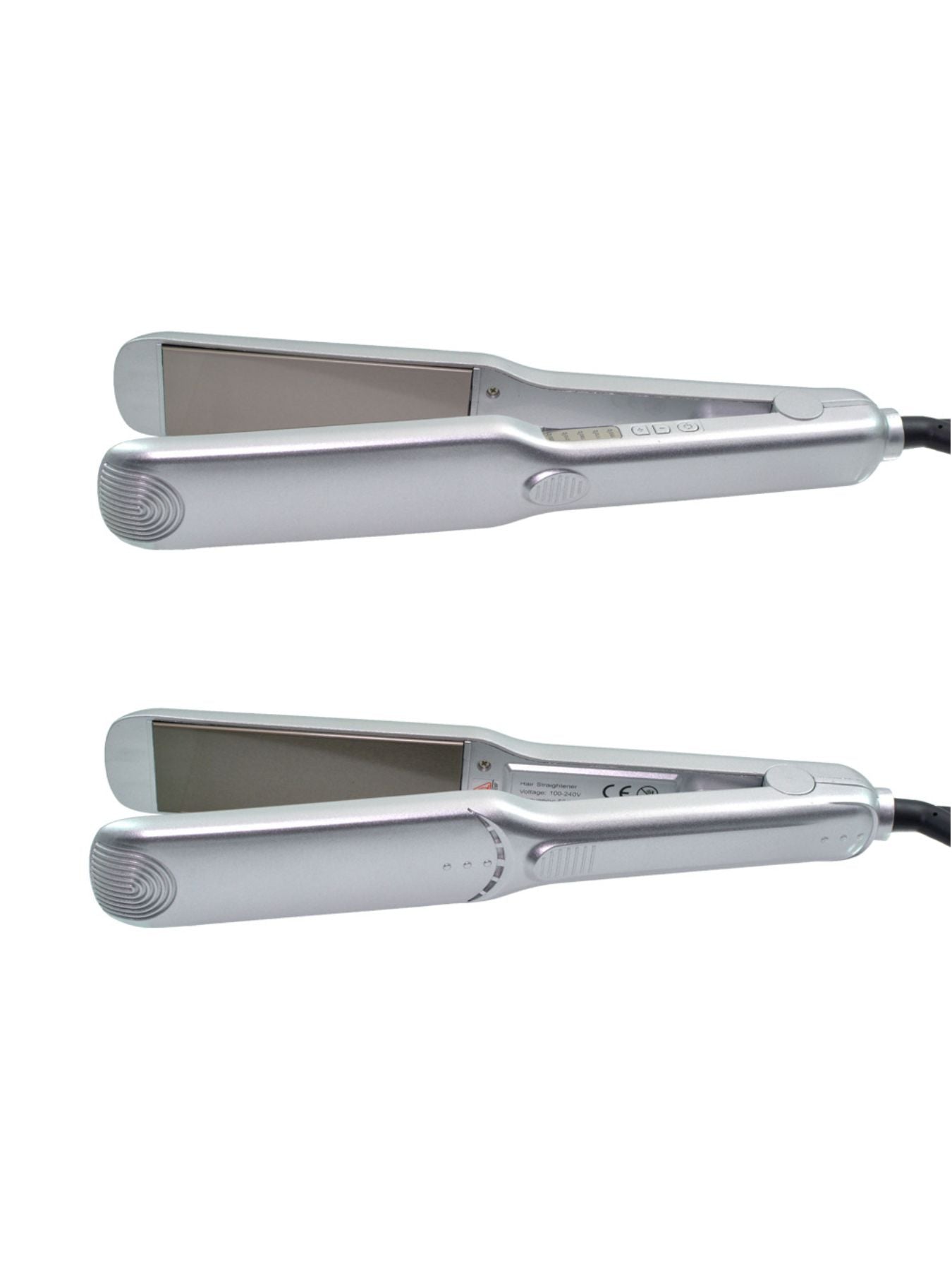Silver Trendsi adjustable temperature hair straightener with North American plug and sleek design.