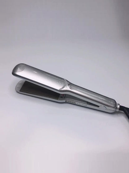 Silver Trendsi adjustable temperature hair straightener with North American plug, featuring sleek design and temperature control.