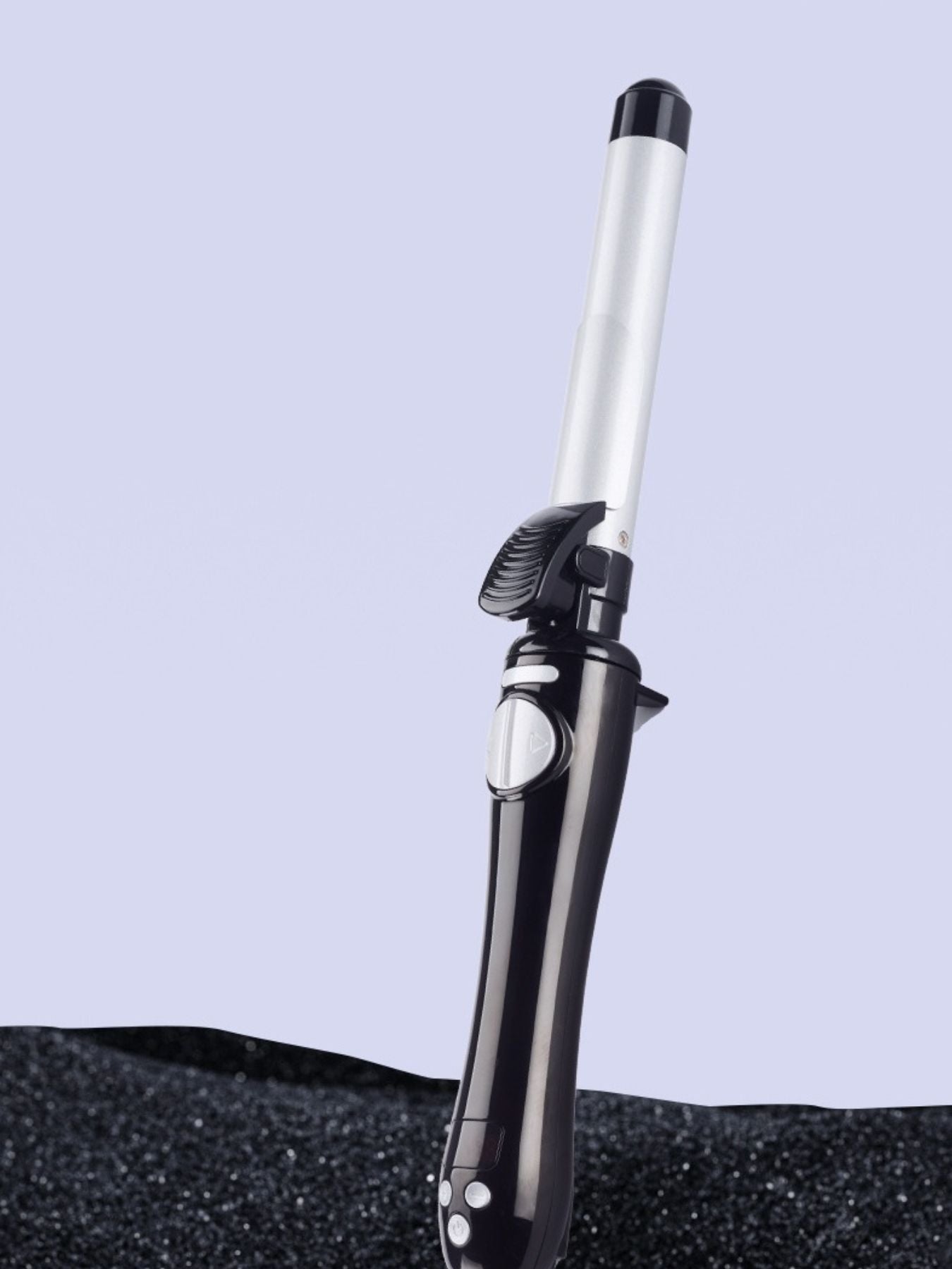 Silver Trendsi fast heating curling iron with North American plug, showcasing its sleek design and curling barrel.