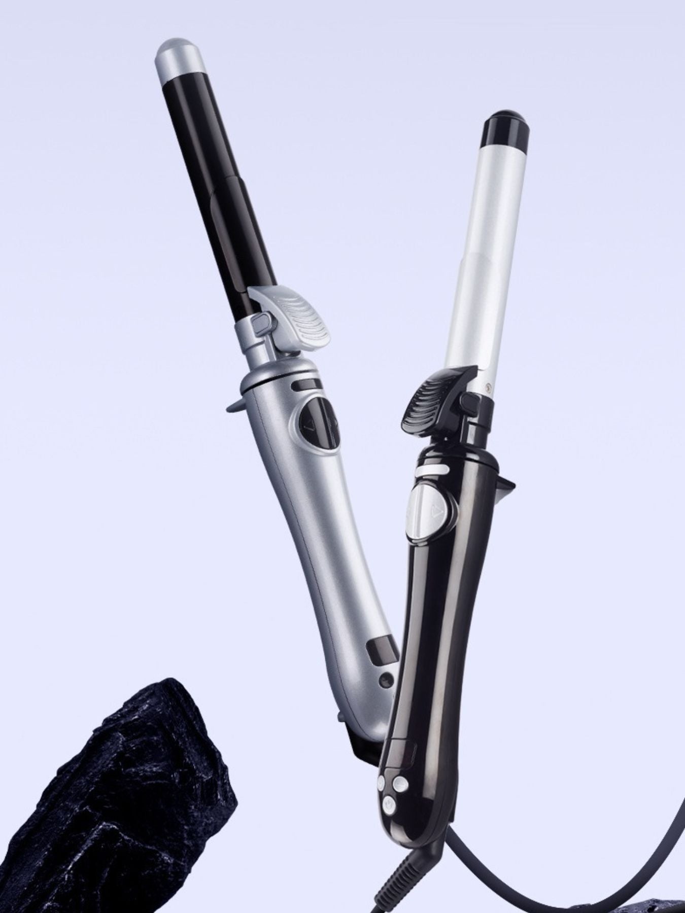 Silver Trendsi fast heating curling iron with North American plug and ergonomic handle, ready for styling.