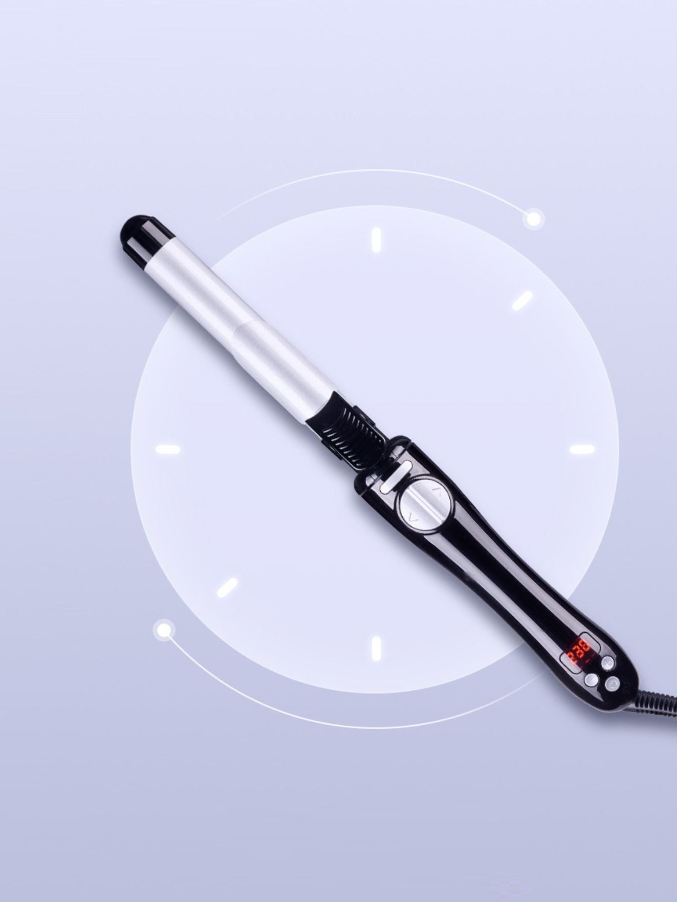 Silver Trendsi fast heating curling iron with North American plug, showcasing the sleek design and curling barrel.