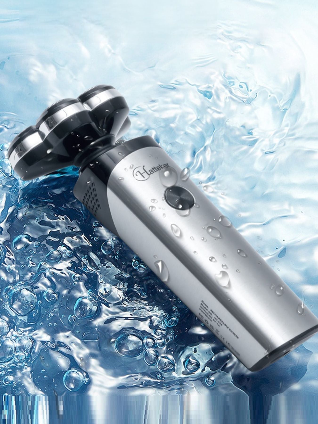 Silver 5-head rechargeable electric shaver by Trendsi with a sleek design and multiple grooming heads for a close shave.