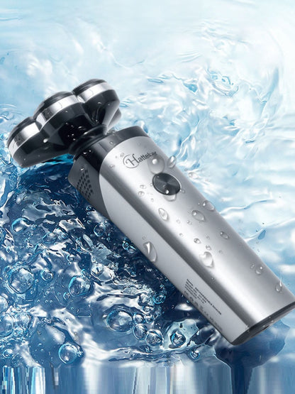 Silver 5-head rechargeable electric shaver by Trendsi with a sleek design and multiple grooming heads for a close shave.