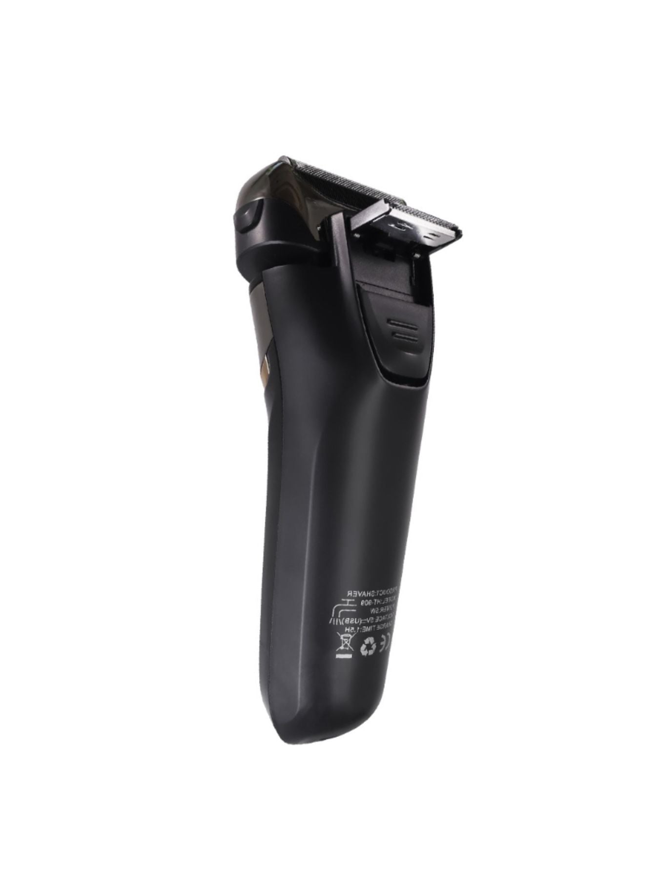 Silver electric foil shaver with LED display from Trendsi, showing the shaver’s sleek design and control panel.