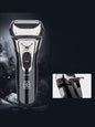 Silver Trendsi electric shaver with digital display, showing close shave and sleek design with ergonomic handle.