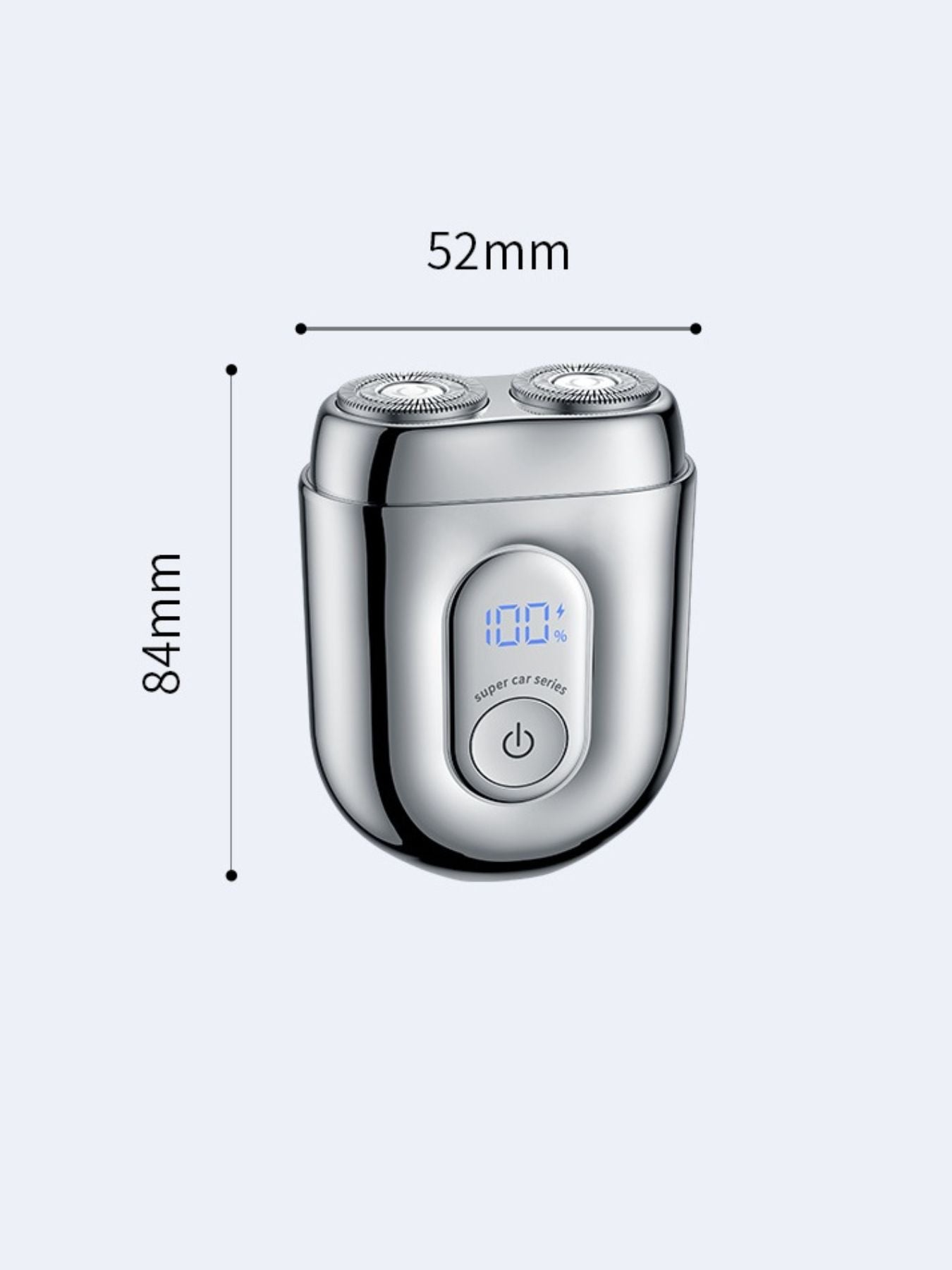 Silver mini portable waterproof electric shaver from Trendsi, compact design suitable for travel and wet use.