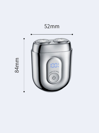 Silver mini portable waterproof electric shaver from Trendsi, compact design suitable for travel and wet use.