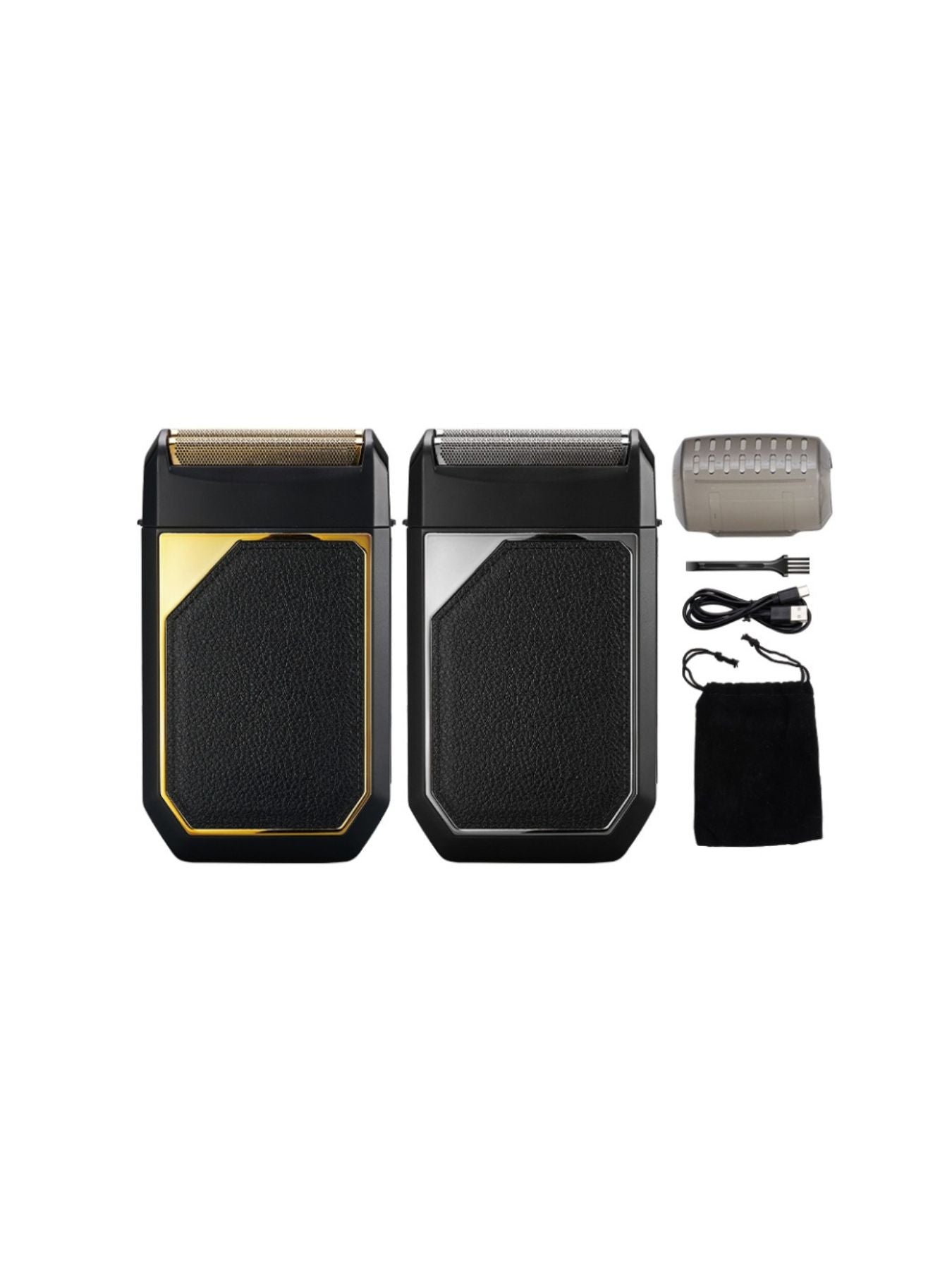 Silver portable electric foil shaver by Trendsi, compact design ideal for on-the-go grooming and close shaves.