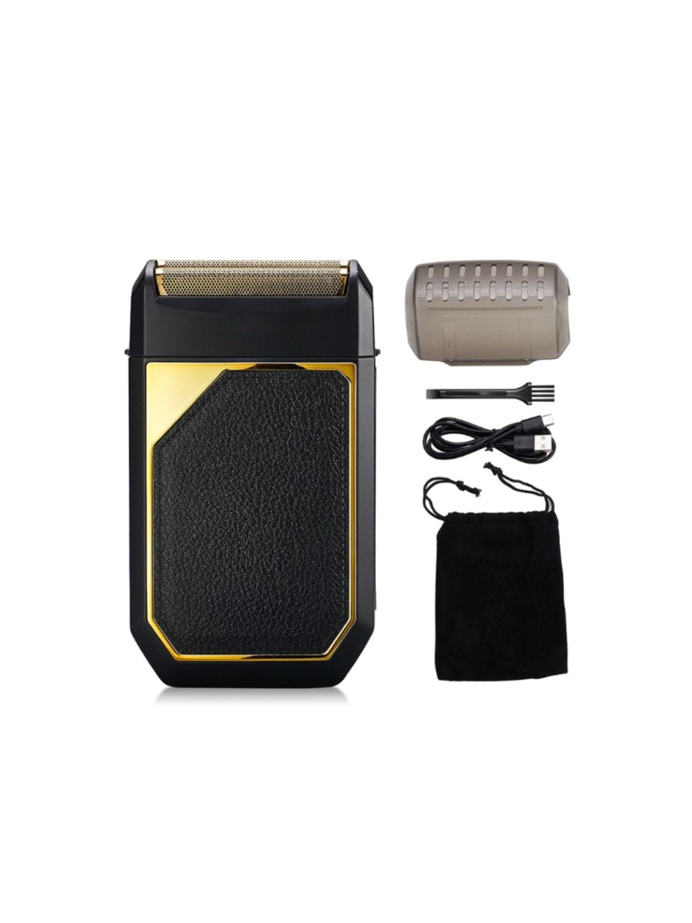 Silver portable electric foil shaver by Trendsi with a sleek compact design for easy grooming on the go.