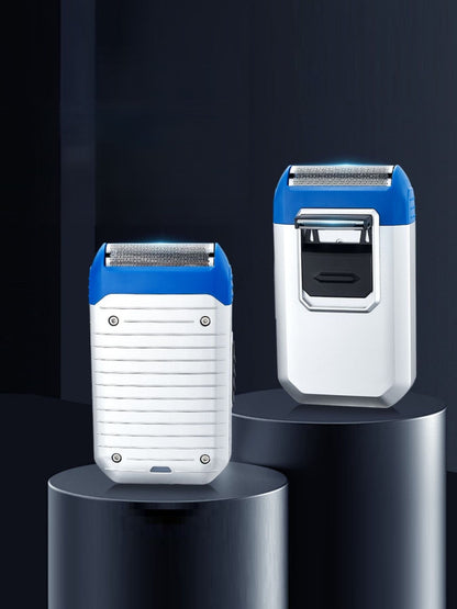 Silver portable mini shaver from Trendsi with a compact design, ideal for quick grooming on the go.