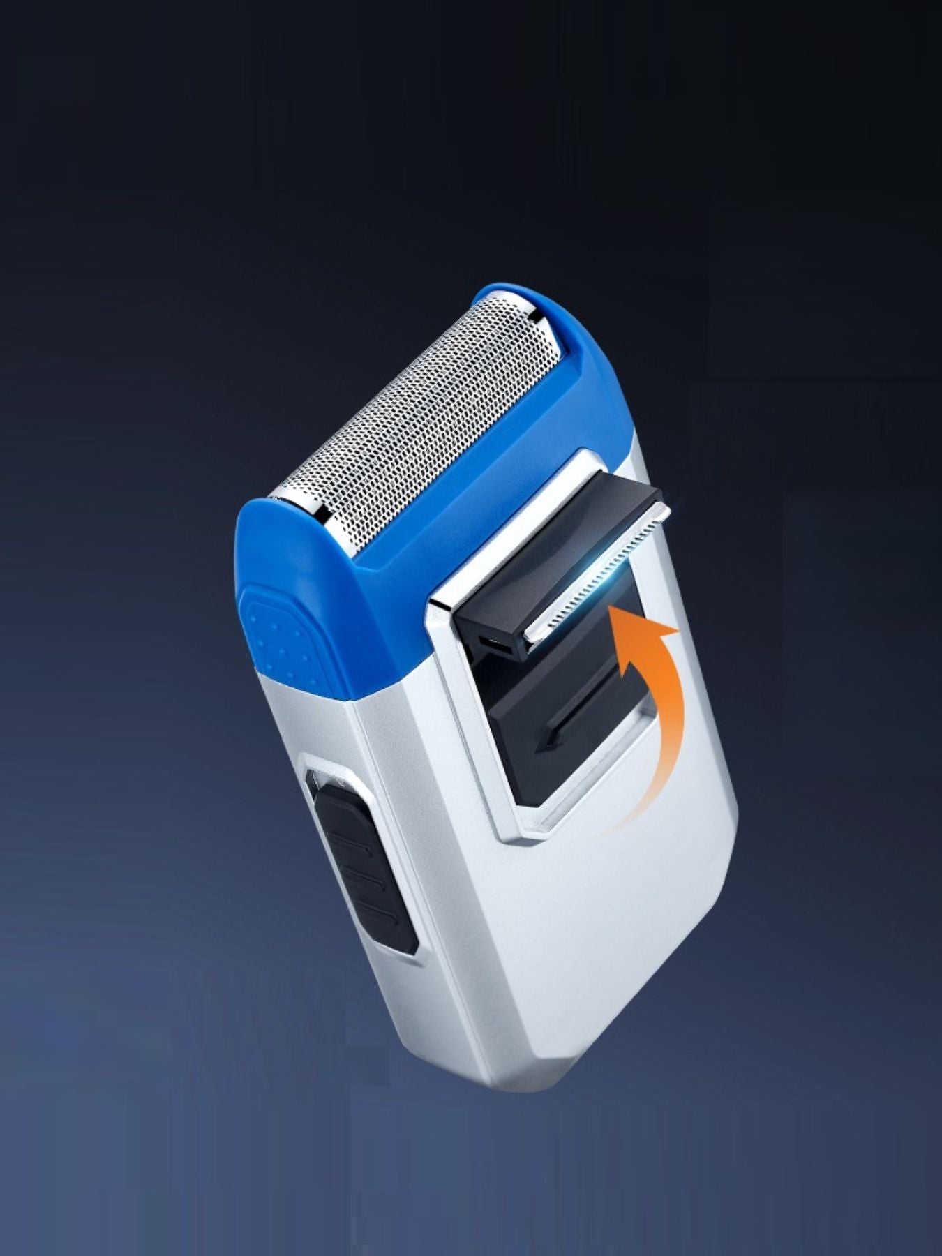 Silver portable mini shaver by Trendsi, compact design ideal for quick grooming and easy travel use.