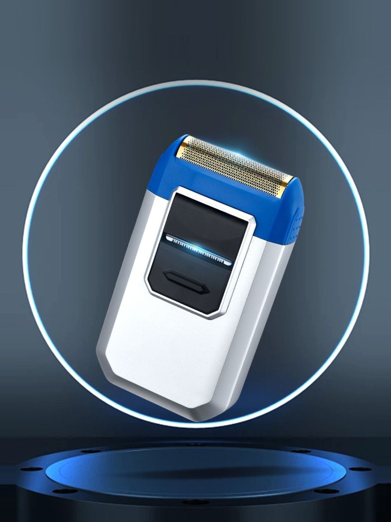 Silver portable mini shaver by Trendsi, compact handheld device with a sleek design for easy grooming.