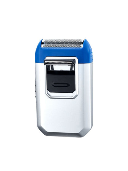 Silver portable mini shaver by Trendsi, compact design ideal for easy grooming on the go.