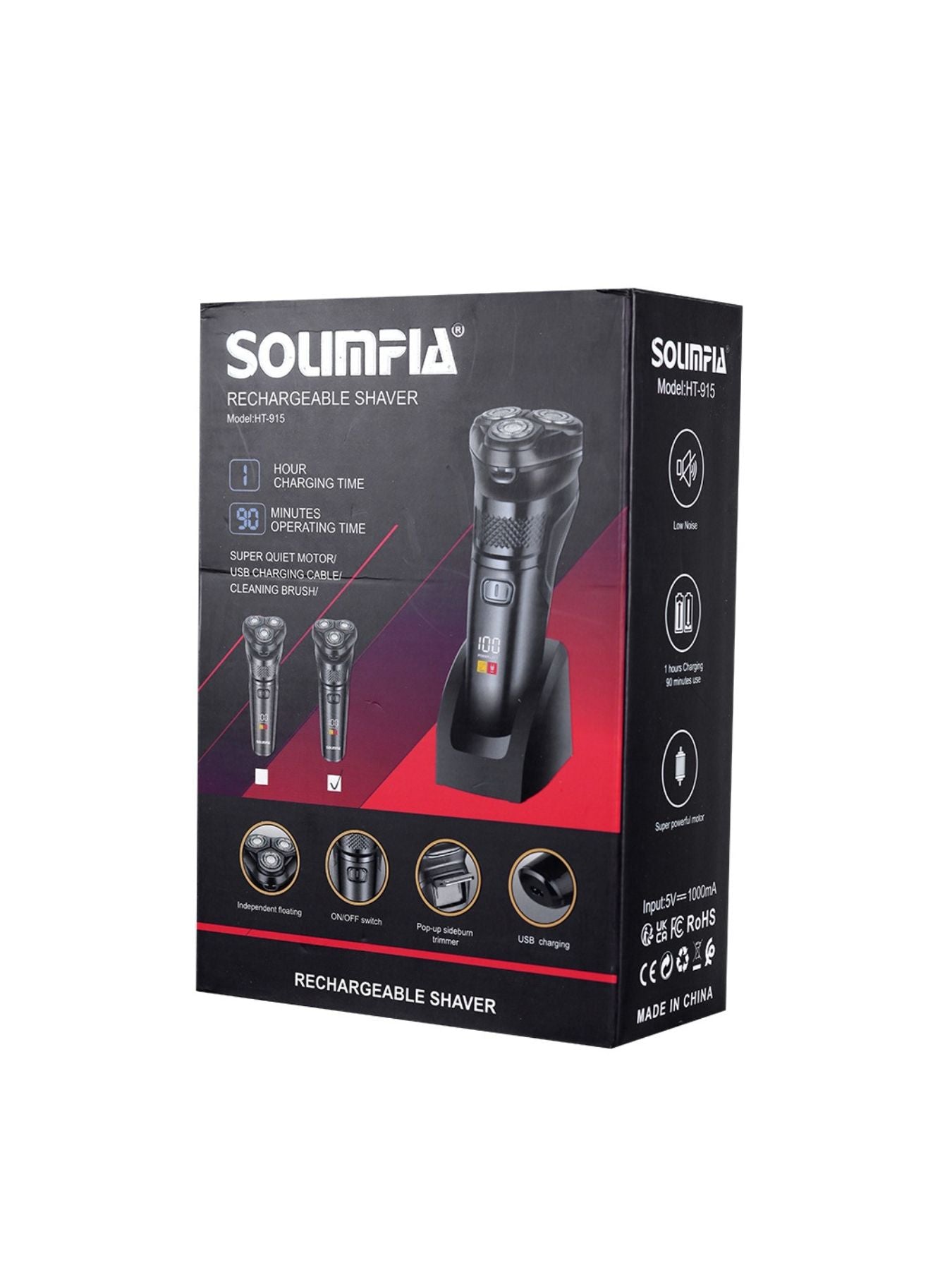 Rechargeable silver 3-head rotary electric shaver by Trendsi with ergonomic design and multiple shaving heads.