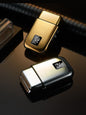 Rechargeable electric foil shaver with digital display, silver color, designed for smooth facial hair grooming by Trendsi.