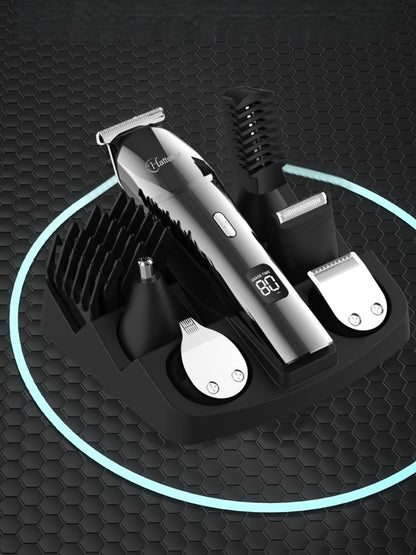 Silver cordless hair clipper trimmer by Trendsi with ergonomic design, suitable for precise hair cutting and grooming.