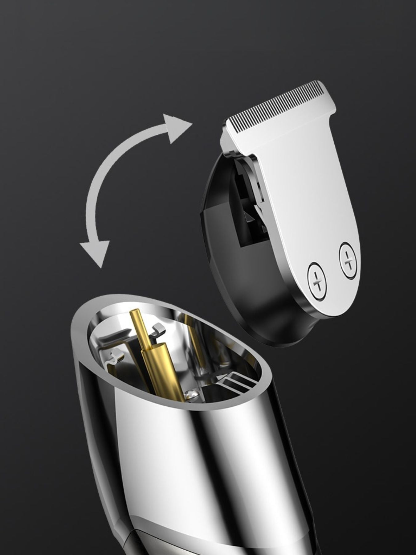 Silver Trendsi cordless hair clipper and trimmer with ergonomic design and adjustable blades for grooming and trimming hair.