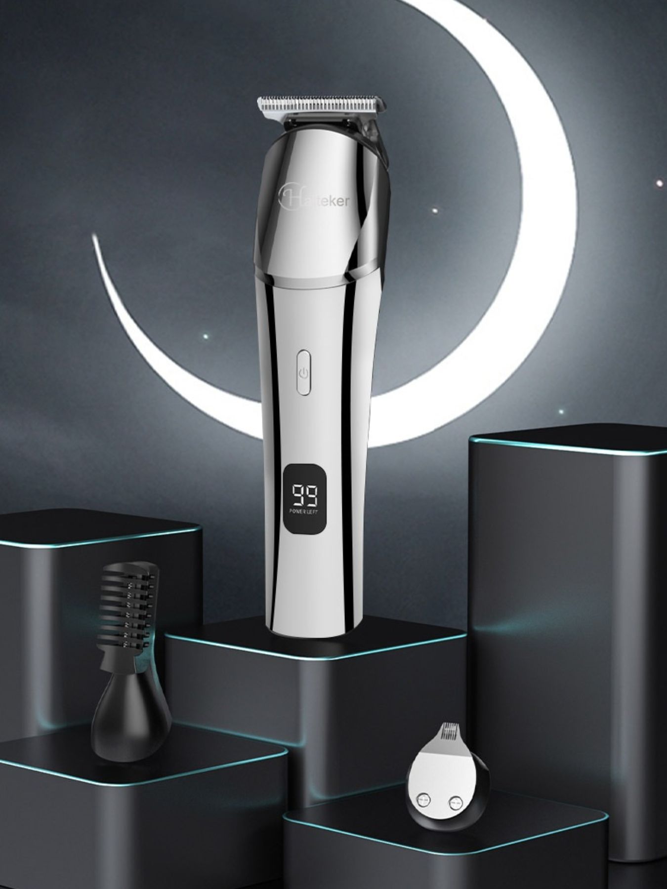 Silver Trendsi cordless hair clipper and trimmer with ergonomic design, suitable for detailed haircut and grooming tasks.