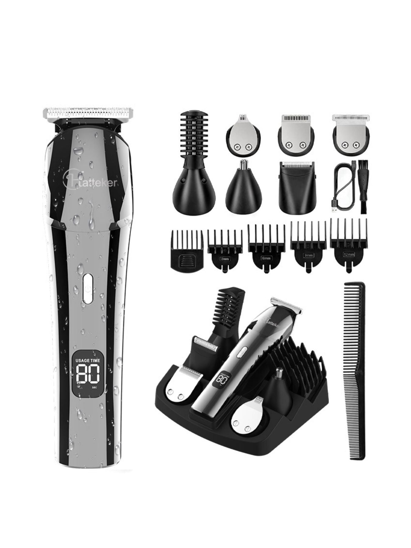 Silver Trendsi cordless hair clipper and trimmer with ergonomic design for precise hair cutting and trimming.