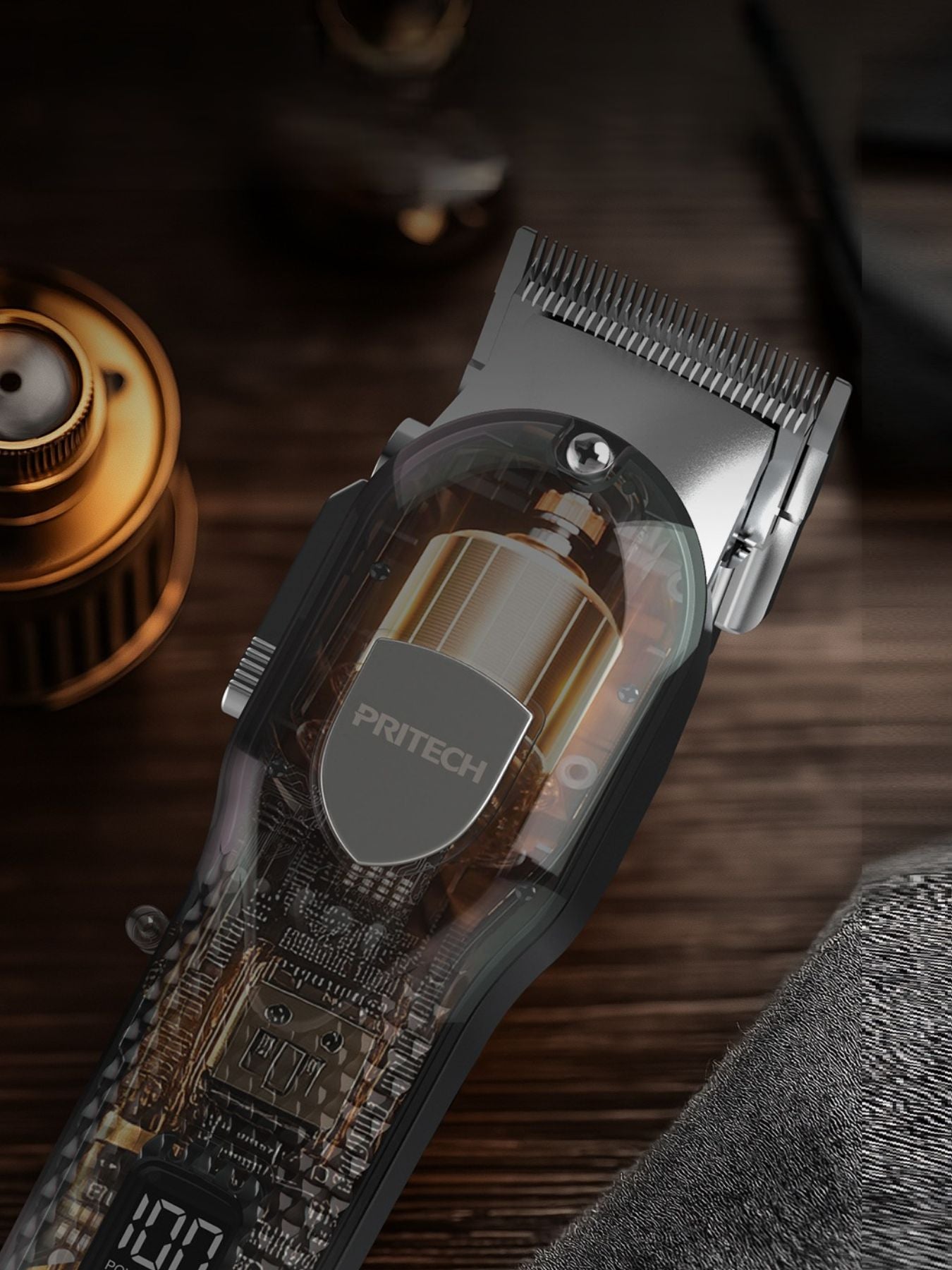 Silver cordless hair clipper with LED display from Trendsi, showing adjustable blades and ergonomic design for easy use.