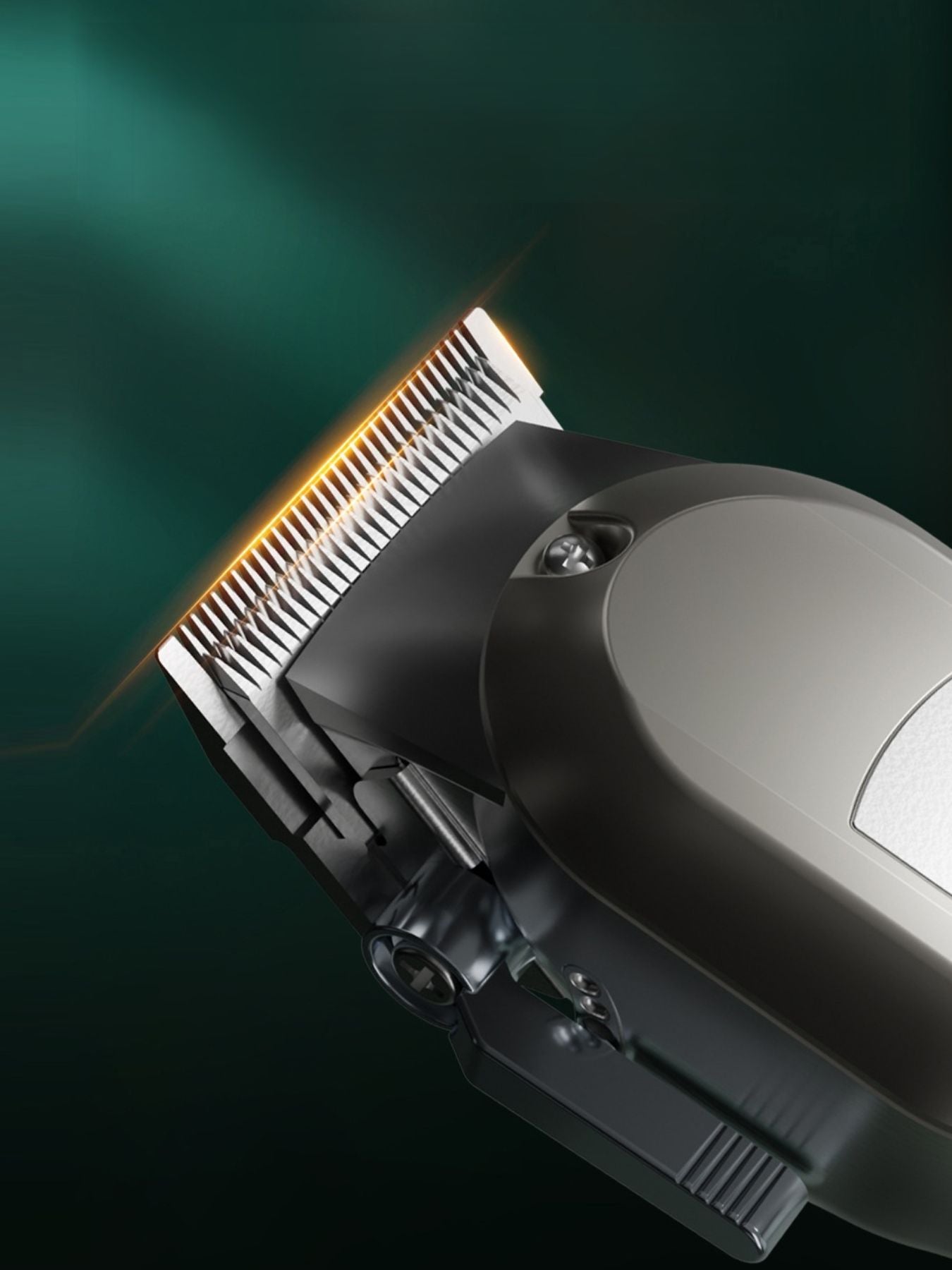 Silver cordless hair clipper with LED display by Trendsi, showing adjustable blades and ergonomic handle for easy grooming.