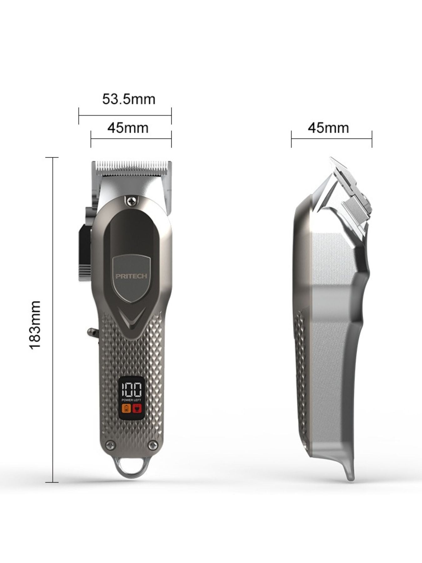 Silver Trendsi cordless hair clipper with LED display and ergonomic design for precise haircutting.