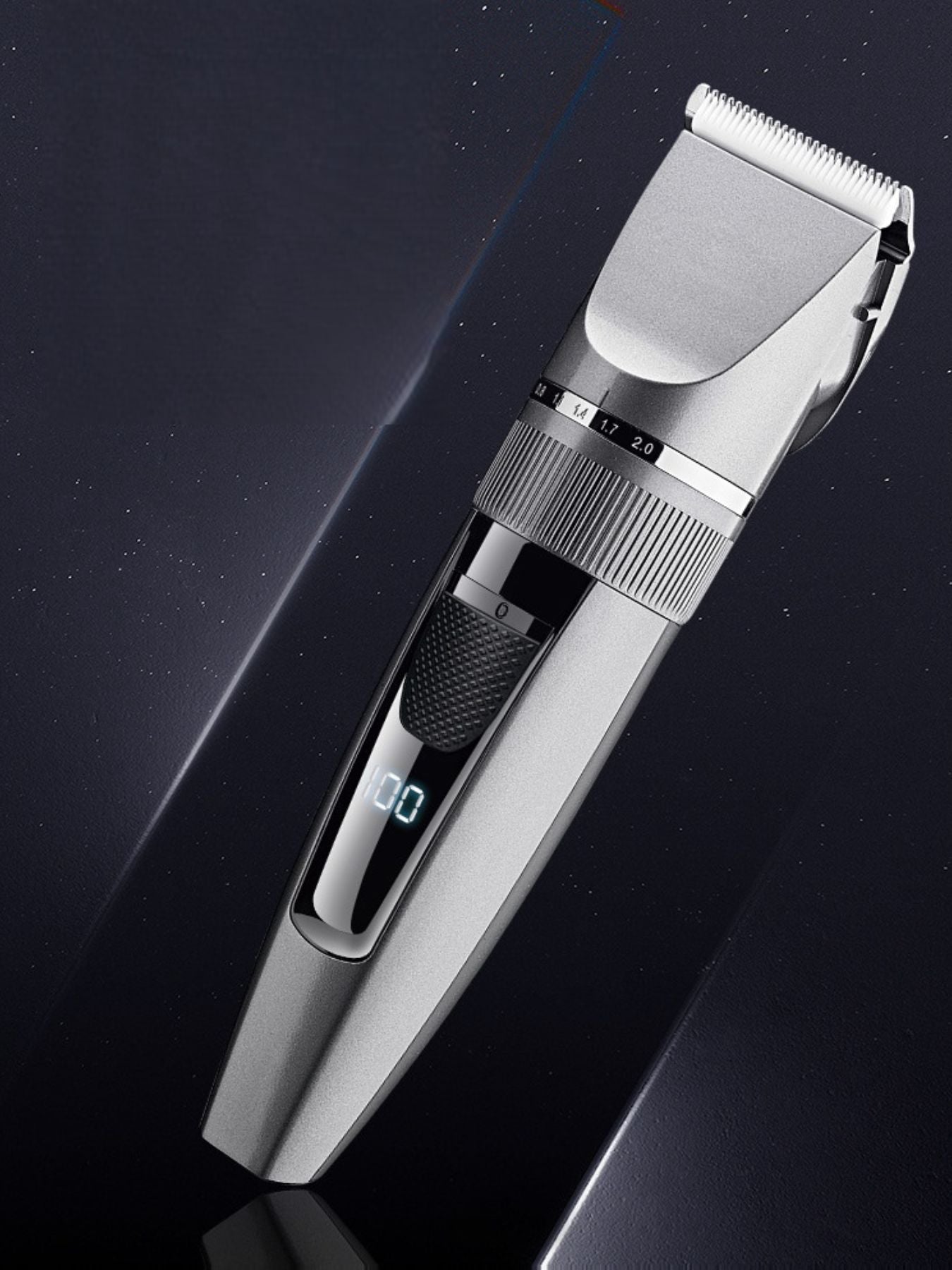 Silver cordless rechargeable hair clipper from Trendsi with ergonomic design and adjustable blades.