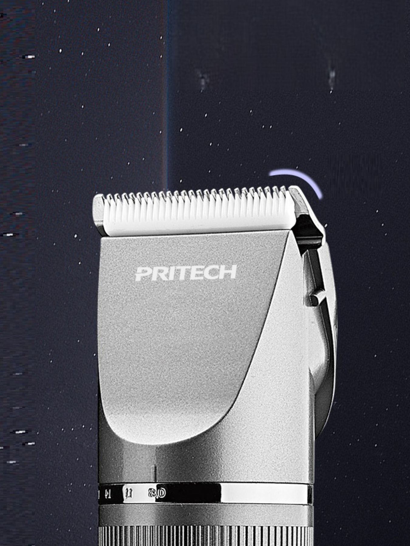 Silver cordless rechargeable hair clipper by Trendsi with a sleek design and adjustable blades for easy hair cutting.