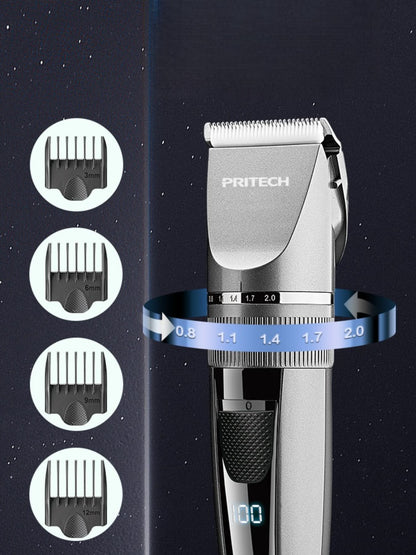 Silver Trendsi cordless rechargeable hair clipper with ergonomic design and adjustable blades.