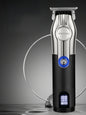 Silver cordless rechargeable hair clipper by Trendsi with a sleek design and ergonomic handle for easy grooming.