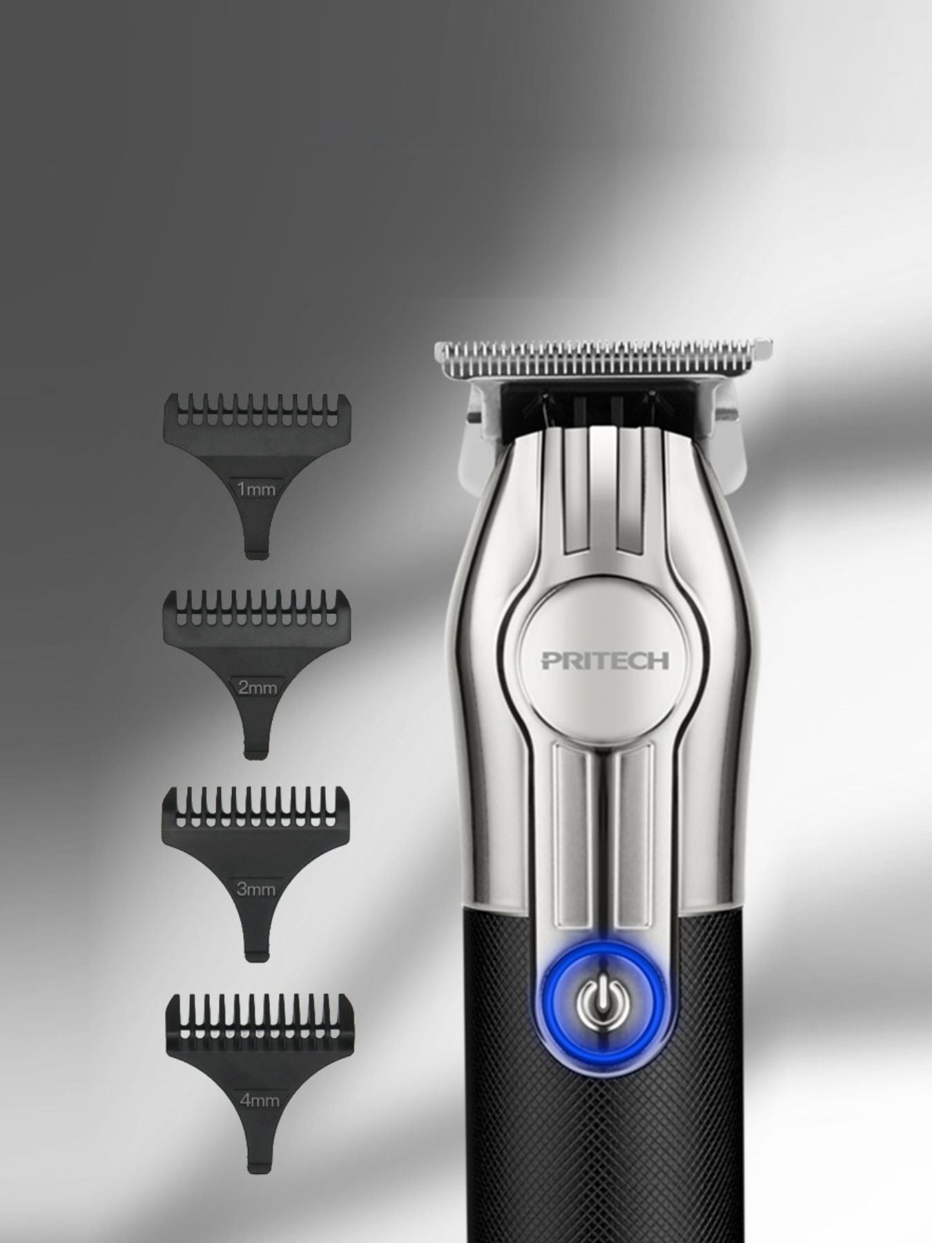 Silver Trendsi cordless rechargeable hair clipper with adjustable blades and ergonomic design for easy haircutting.