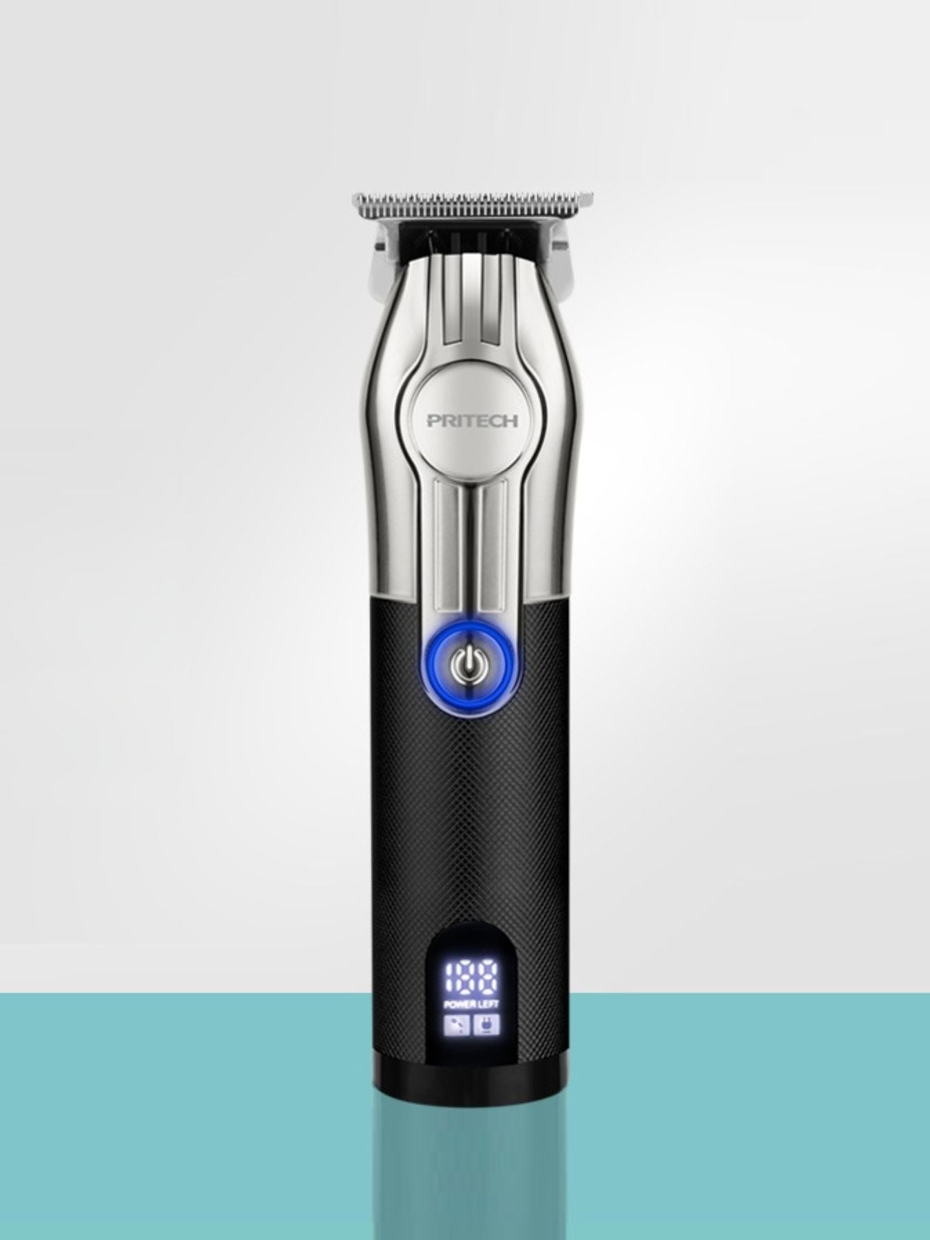 Silver Trendsi cordless rechargeable hair clipper with adjustable blades, compact design, and ergonomic handle for easy grooming.