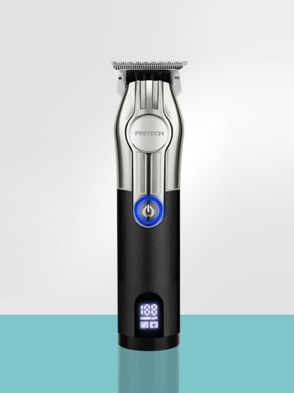 Silver Trendsi cordless rechargeable hair clipper with adjustable blades, compact design, and ergonomic handle for easy grooming.