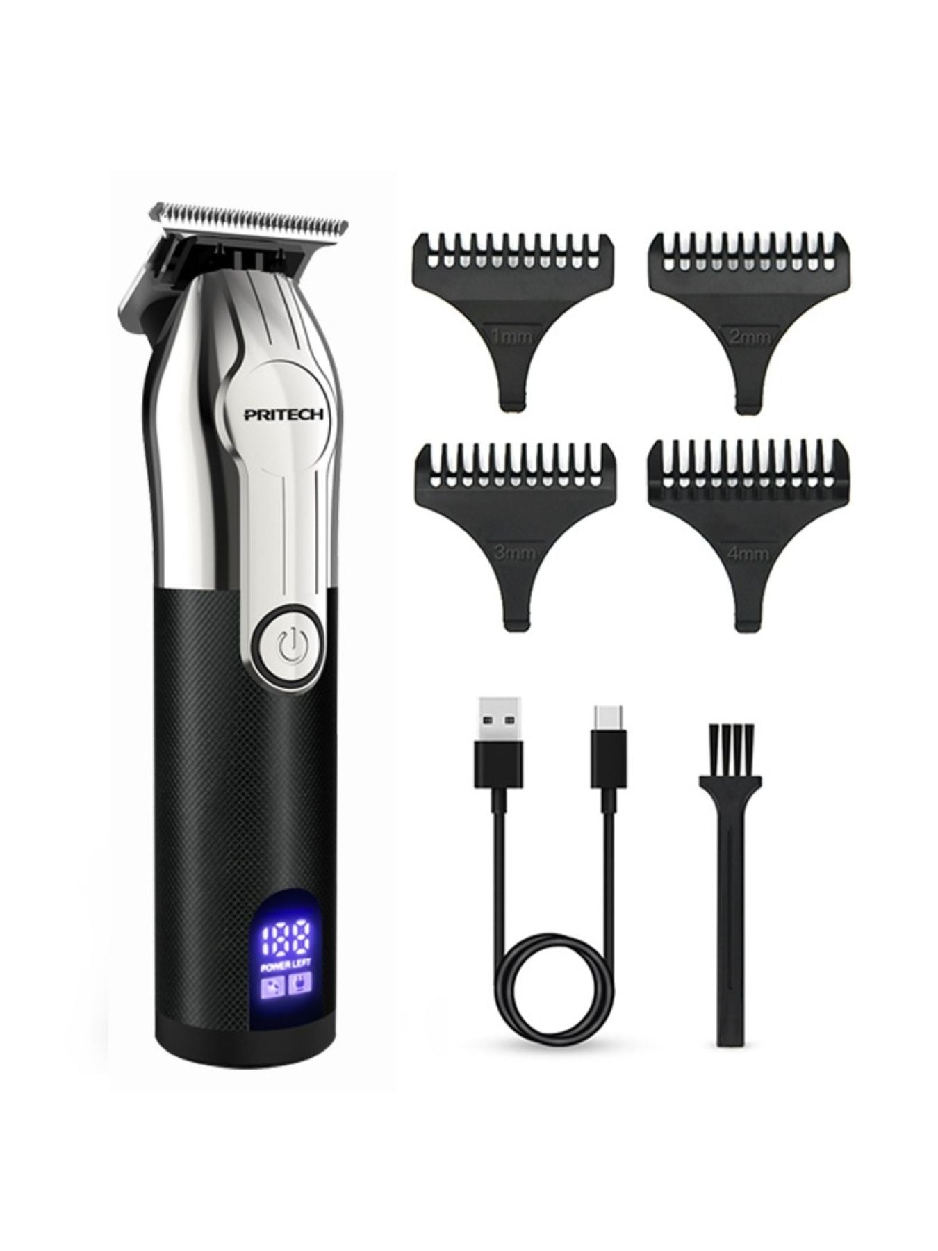 Silver Trendsi cordless rechargeable hair clipper with ergonomic design and adjustable blades, suitable for easy home grooming.