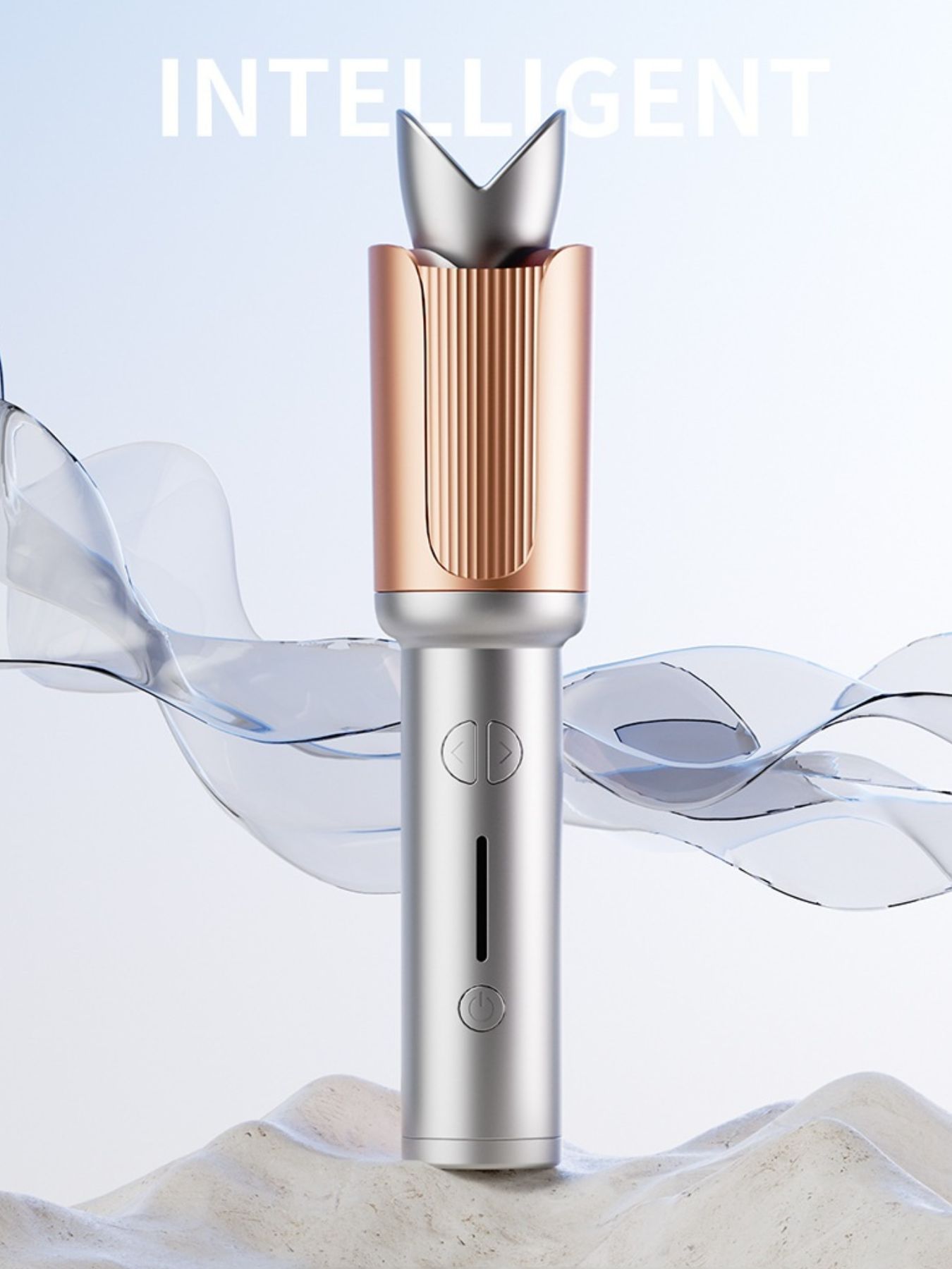Silver Trendsi fast heating curling iron with a sleek design, perfect for creating smooth, bouncy curls.