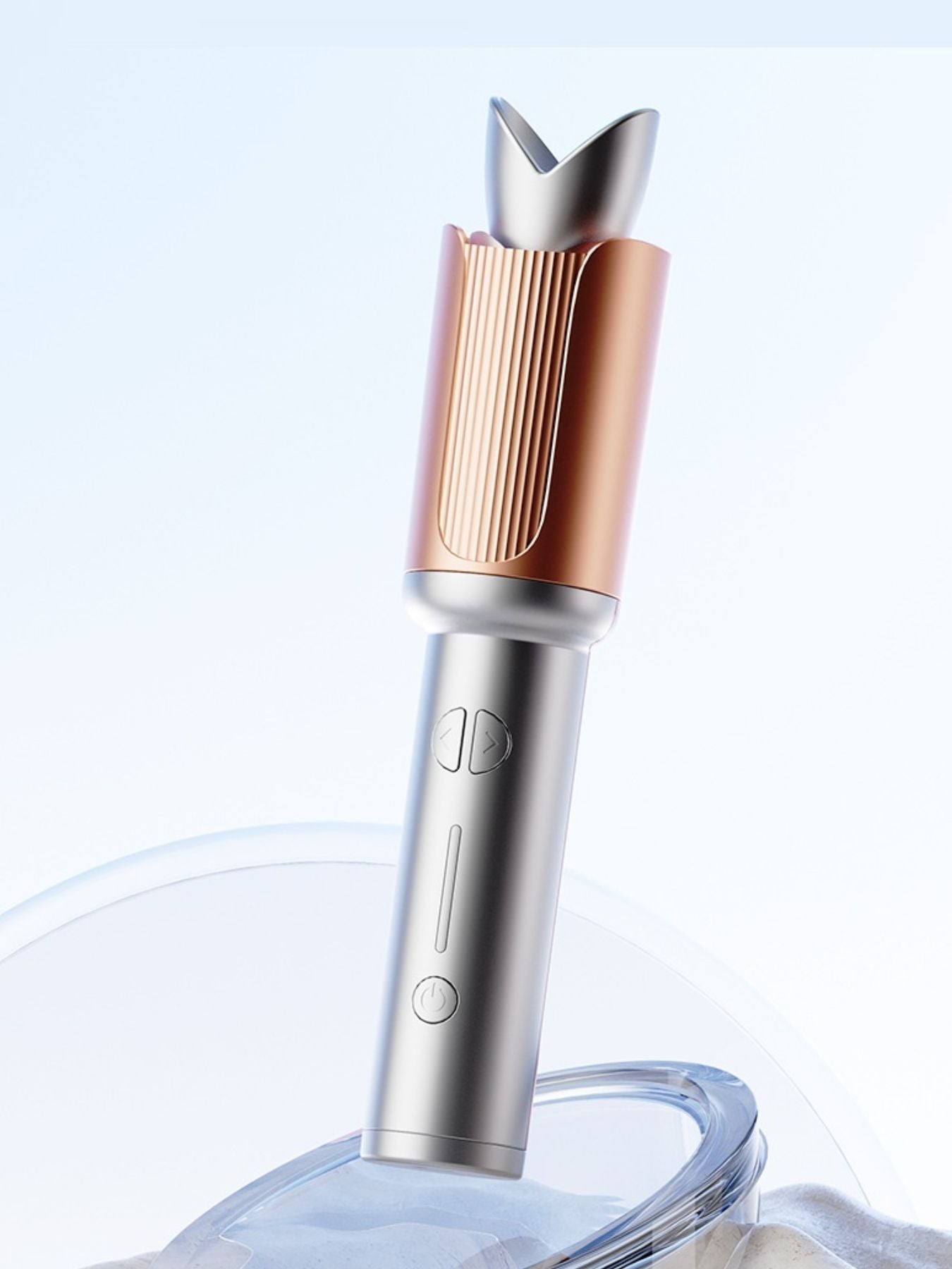 Silver Trendsi fast heating curling iron with a sleek handle and barrel for quick, easy styling of hair.
