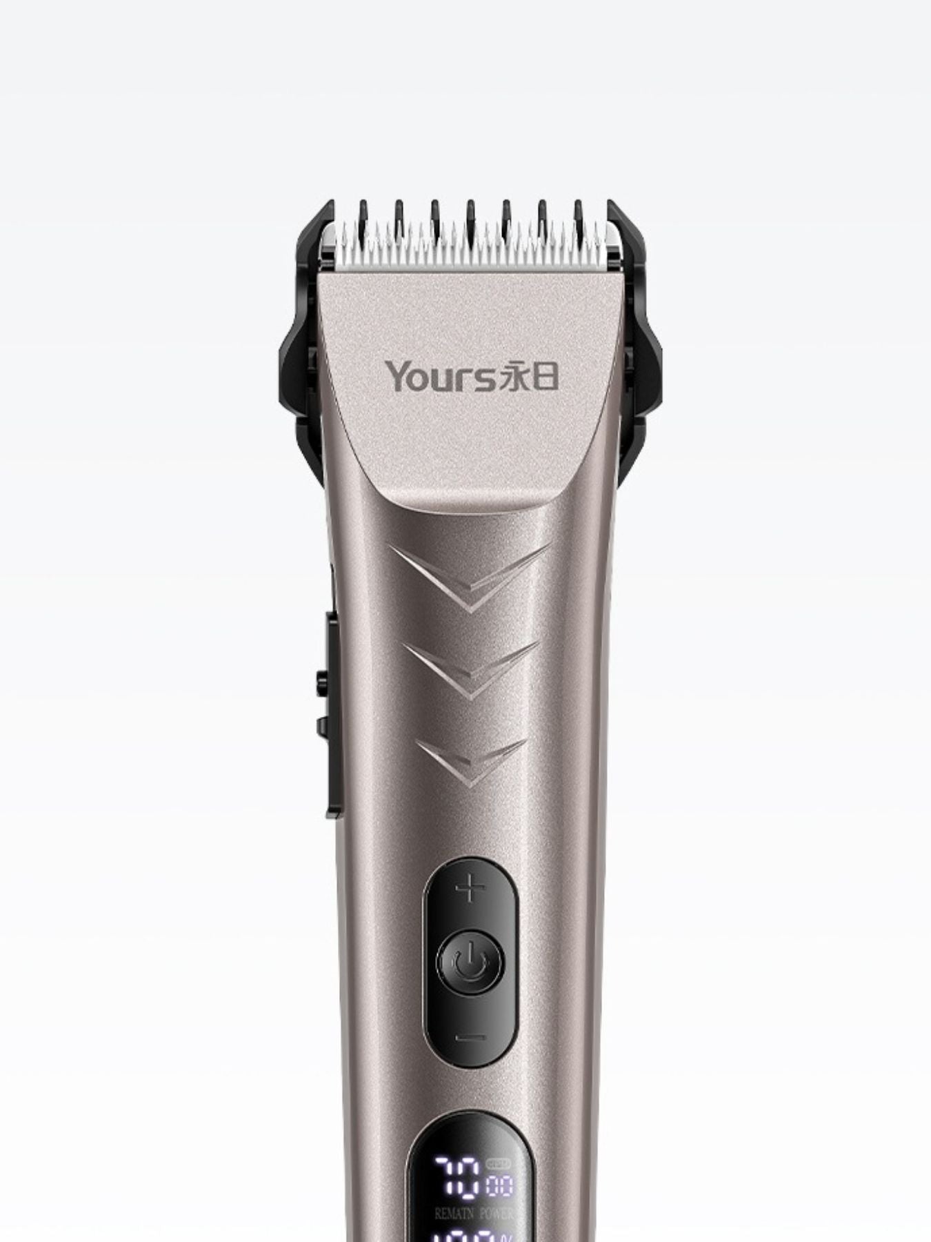 Silver Trendsi hair clipper with LED display, showing adjustable settings and sleek design for precise grooming.