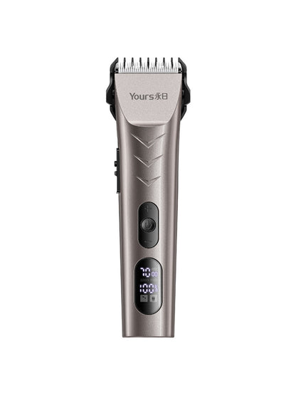 Silver Trendsi hair clipper with LED display showing adjustable settings and sleek design for professional grooming.
